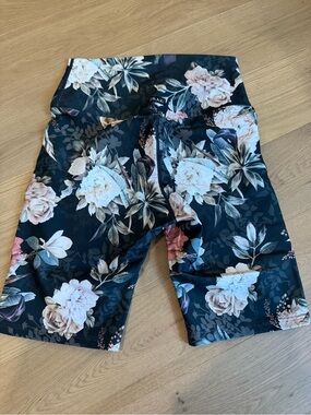 Oraki Black Floral High-Waist Biker Shorts